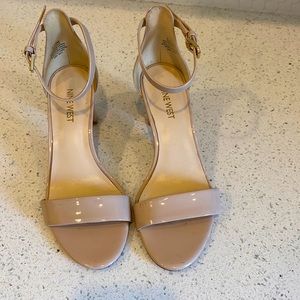 Nude, patent heels